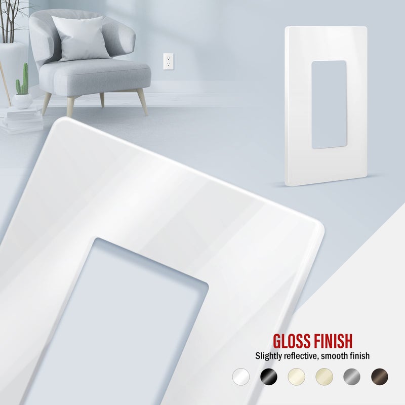 ENERLITES Screwless Decorator Wall Plate Child Safe Outlet Cover, Gloss Finish, Medium Size 1-Gang 4.88" H x 3.11" L, Unbreakable Polycarbonate Thermoplastic, SI8831M-W-10PCS, White - Image 3